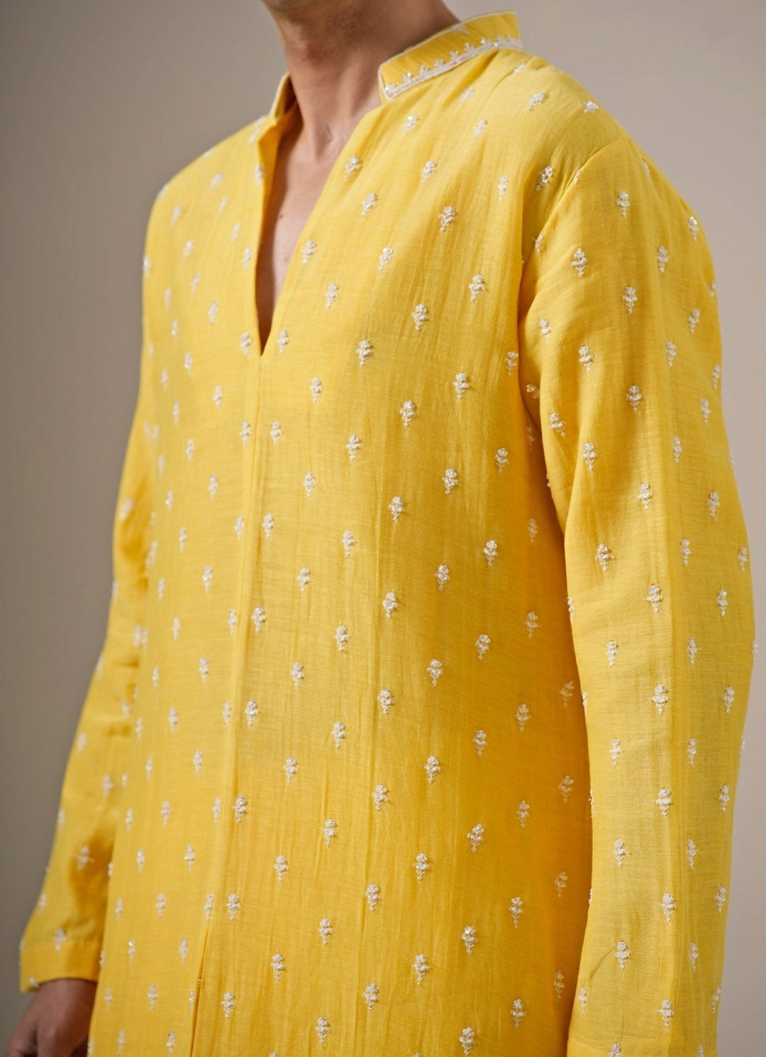 Darzi House Yellow Cotton Chanderi Kurta SetFabilicious Fashion