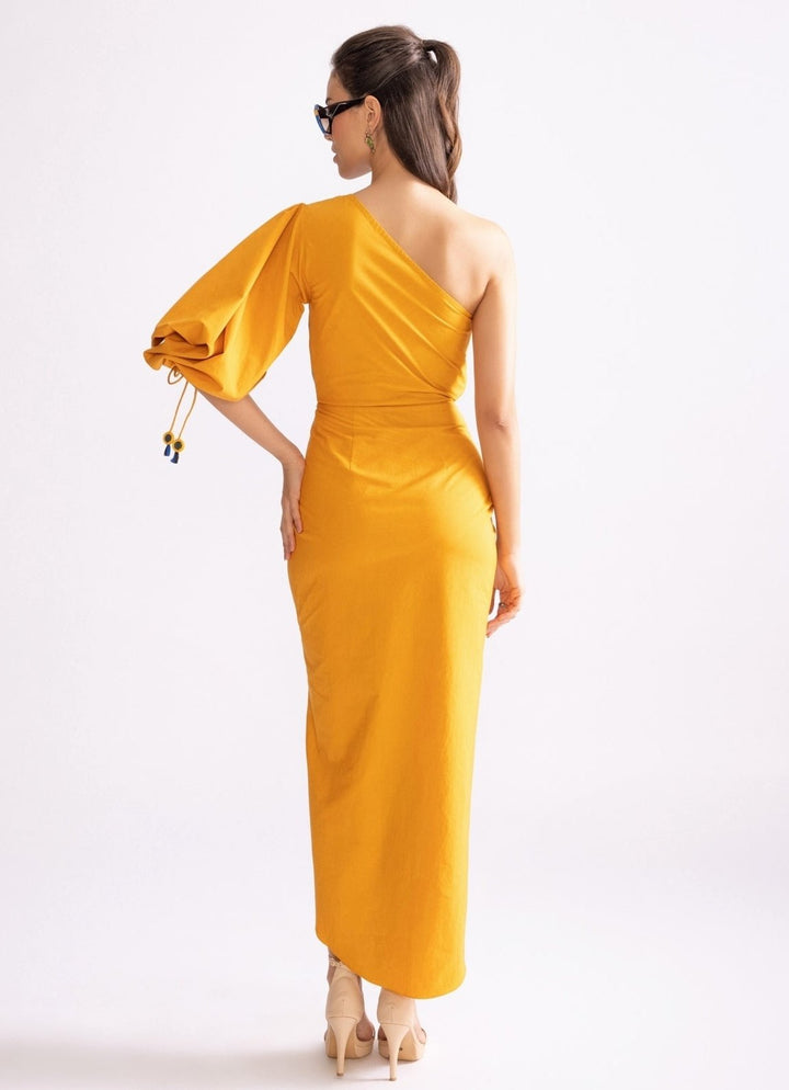 Yellow Daisy Print Dress Saaksha & Kinni - Fabilicious Fashion