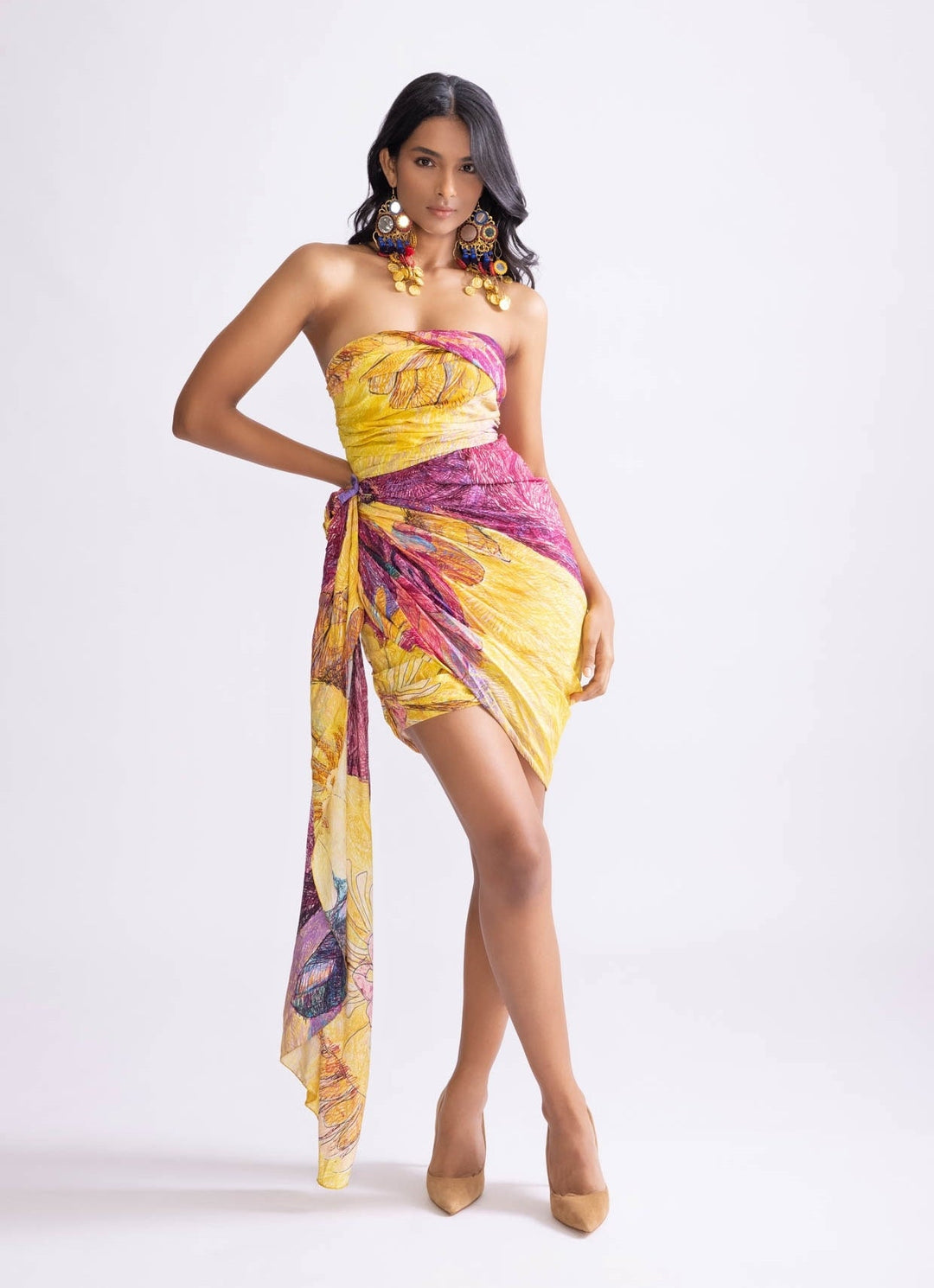 Yellow Daisy Print Dress Saaksha & Kinni - Fabilicious Fashion