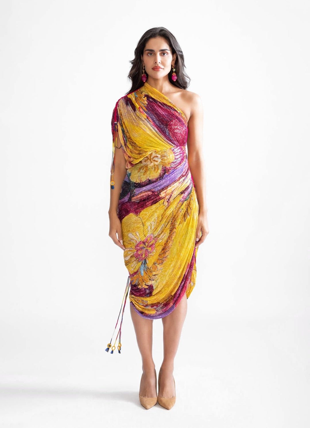 Yellow Daisy Print Dress Saaksha & Kinni - Fabilicious Fashion