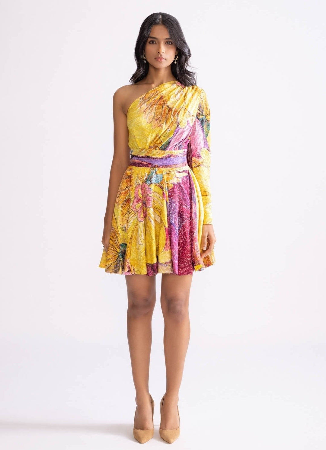 Yellow Daisy Print Dress Saaksha & Kinni - Fabilicious Fashion