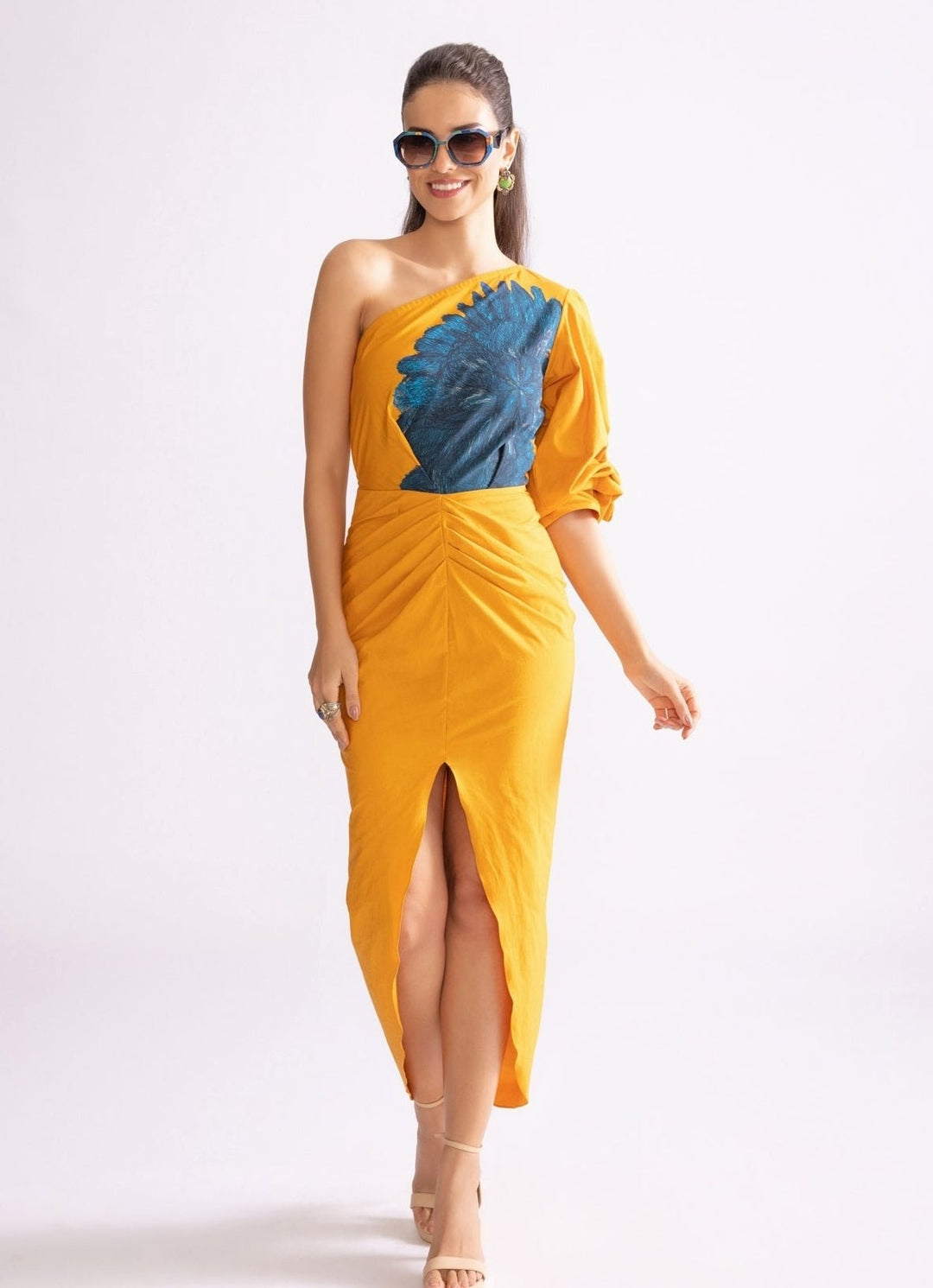 Yellow Daisy Print Dress Saaksha & Kinni - Fabilicious Fashion