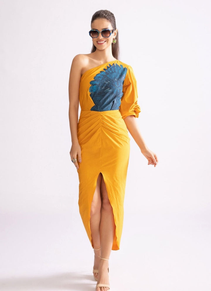 Yellow Daisy Print Dress Saaksha & Kinni - Fabilicious Fashion