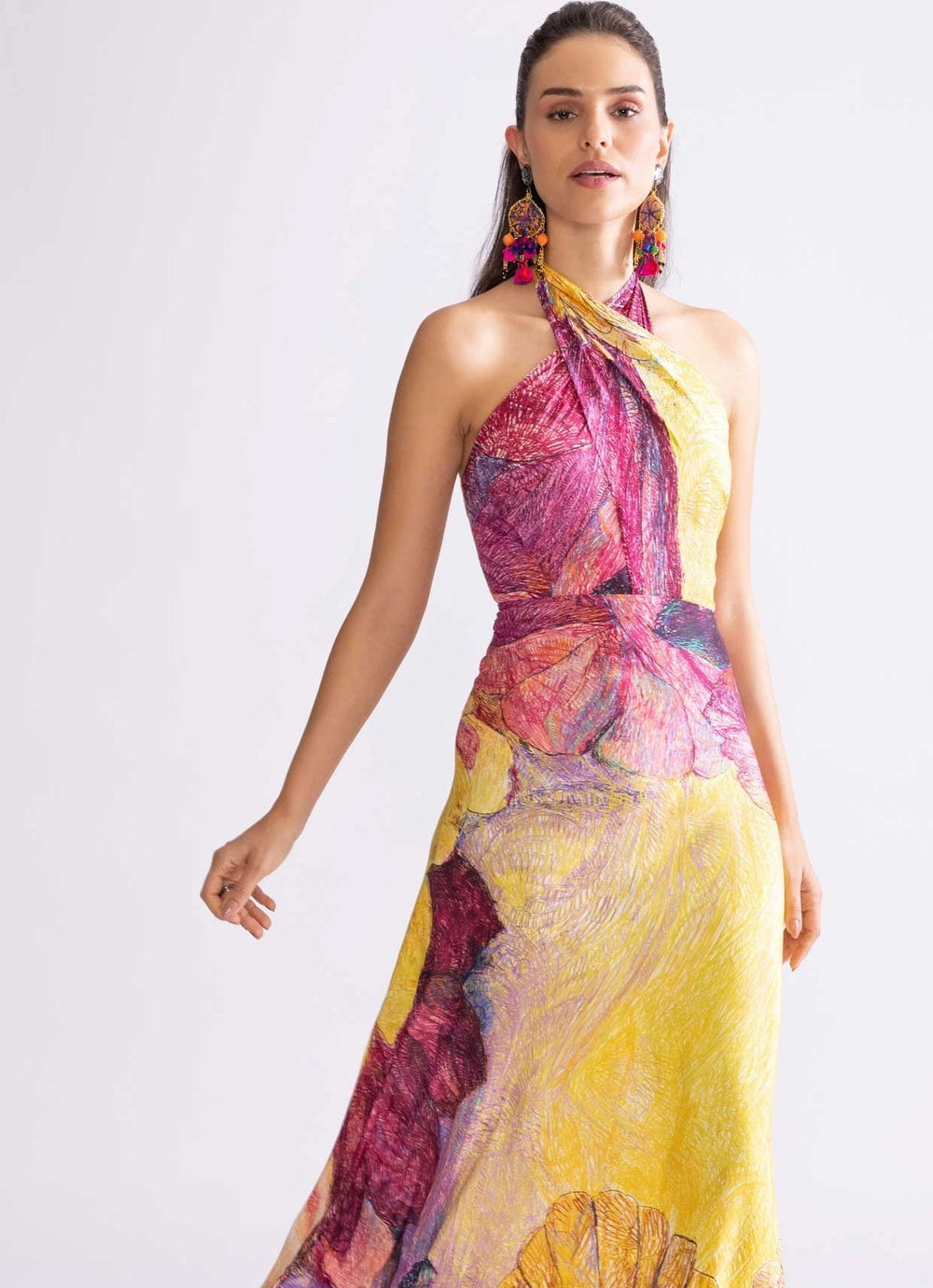 Yellow Daisy Print Dress Saaksha & Kinni - Fabilicious Fashion