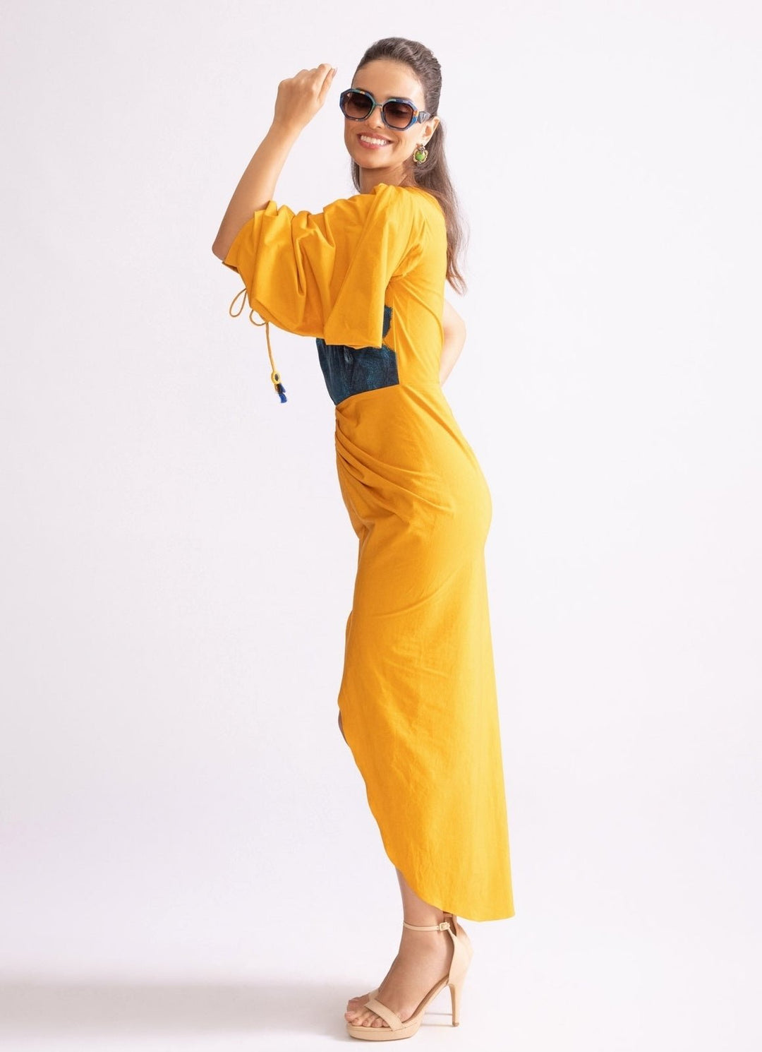 Yellow Daisy Print Dress Saaksha & Kinni - Fabilicious Fashion