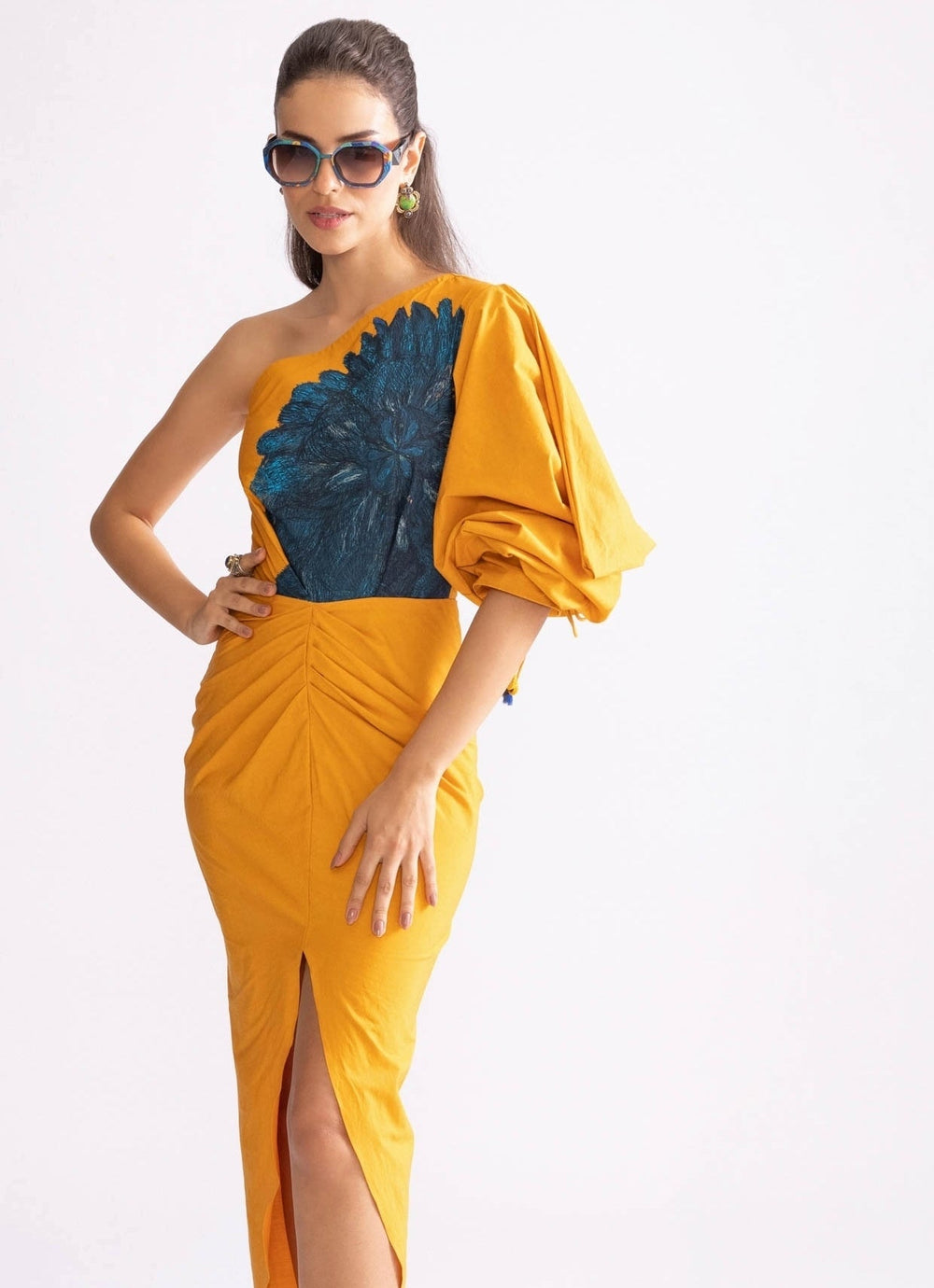 Yellow Daisy Print Dress Saaksha & Kinni - Fabilicious Fashion