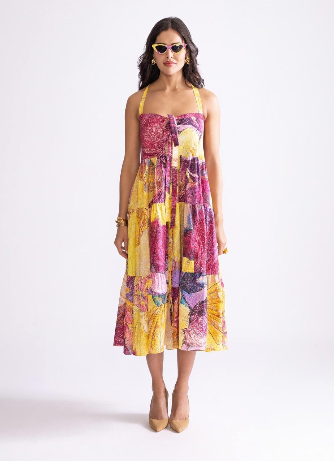 Yellow Daisy Print Dress Saaksha & Kinni - Fabilicious Fashion