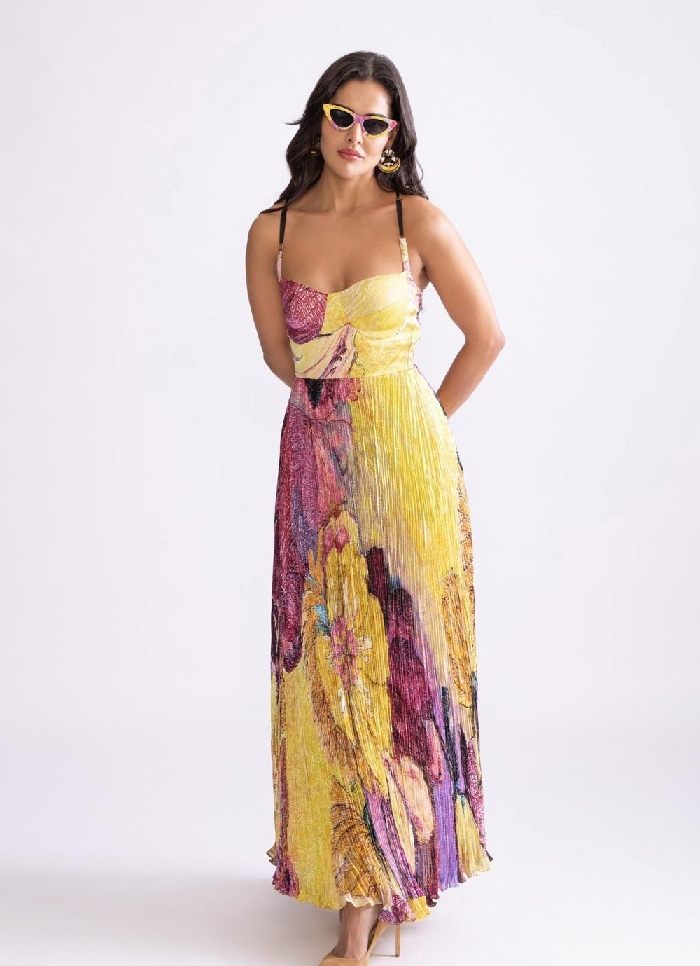Yellow Daisy Print Dress Saaksha & Kinni - Fabilicious Fashion