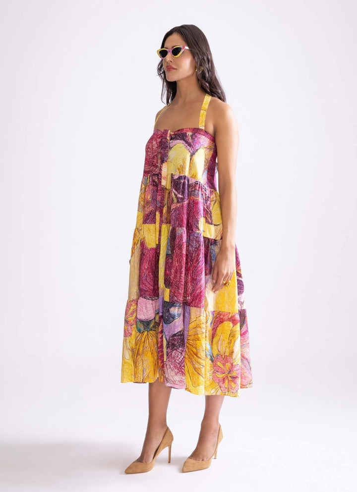 Yellow Daisy Print Dress Saaksha & Kinni - Fabilicious Fashion