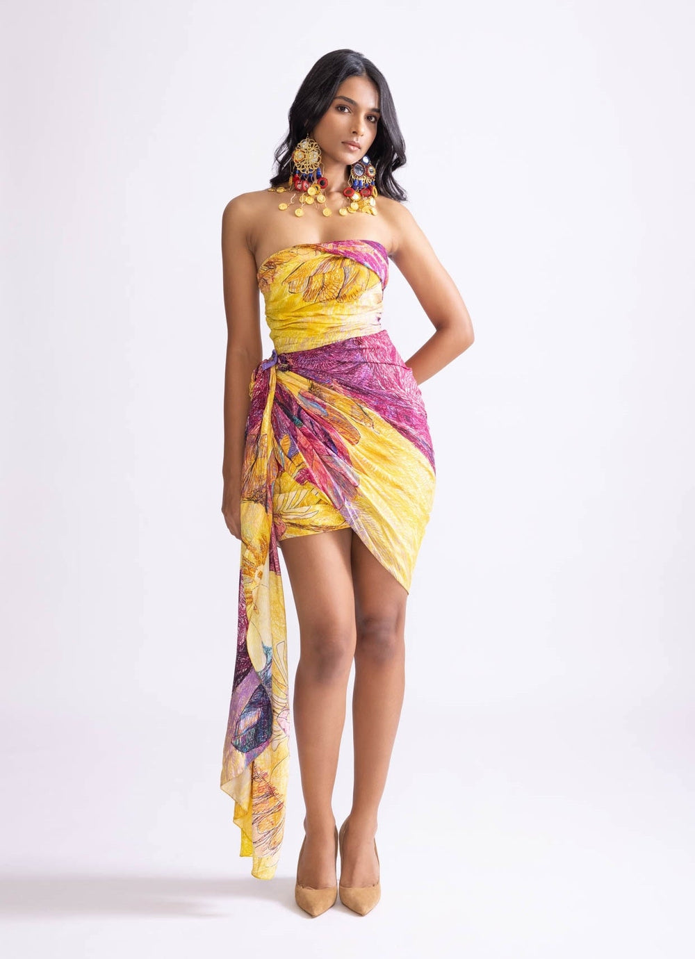 Yellow Daisy Print Dress Saaksha & Kinni - Fabilicious Fashion