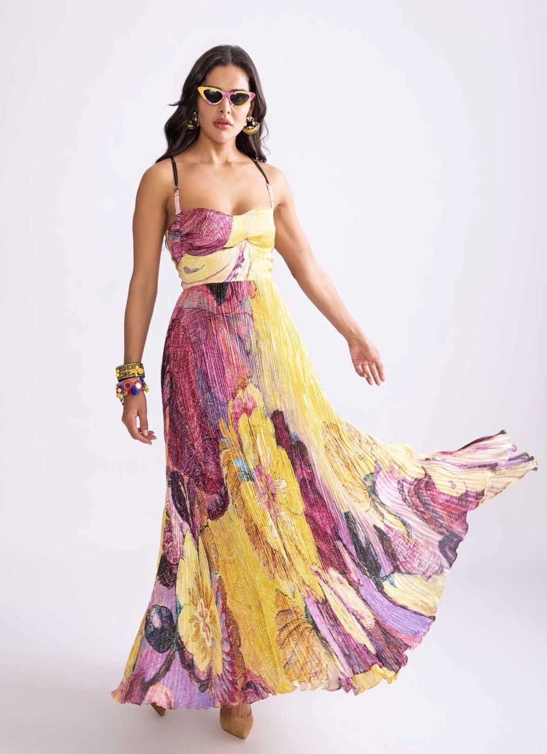 Yellow Daisy Print Dress Saaksha & Kinni - Fabilicious Fashion