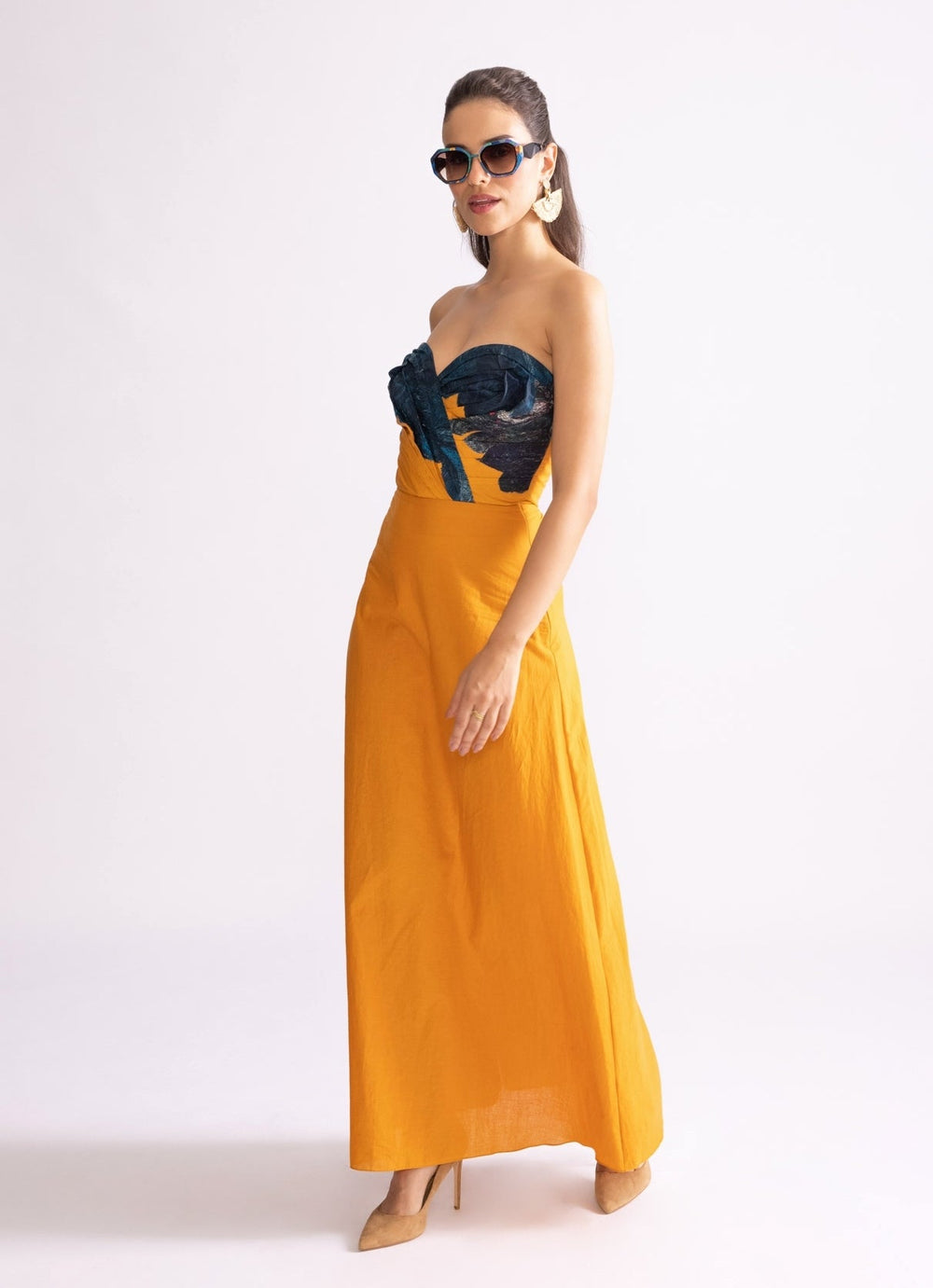 Yellow Daisy Print Dress Saaksha & Kinni - Fabilicious Fashion