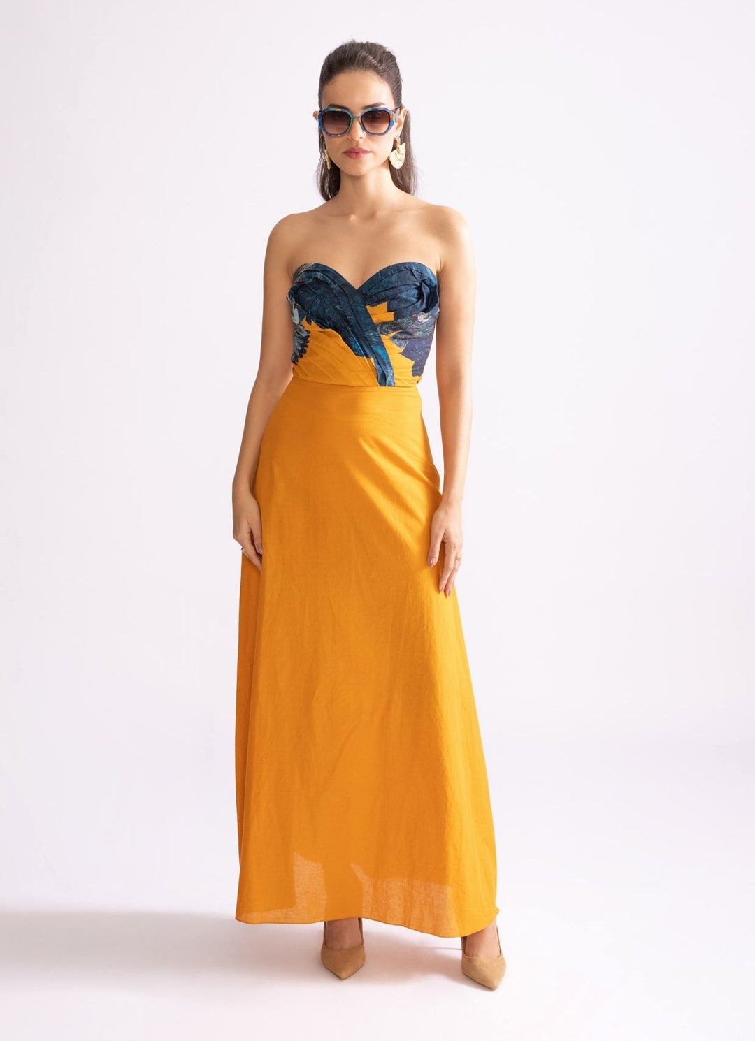 Yellow Daisy Print Dress Saaksha & Kinni - Fabilicious Fashion