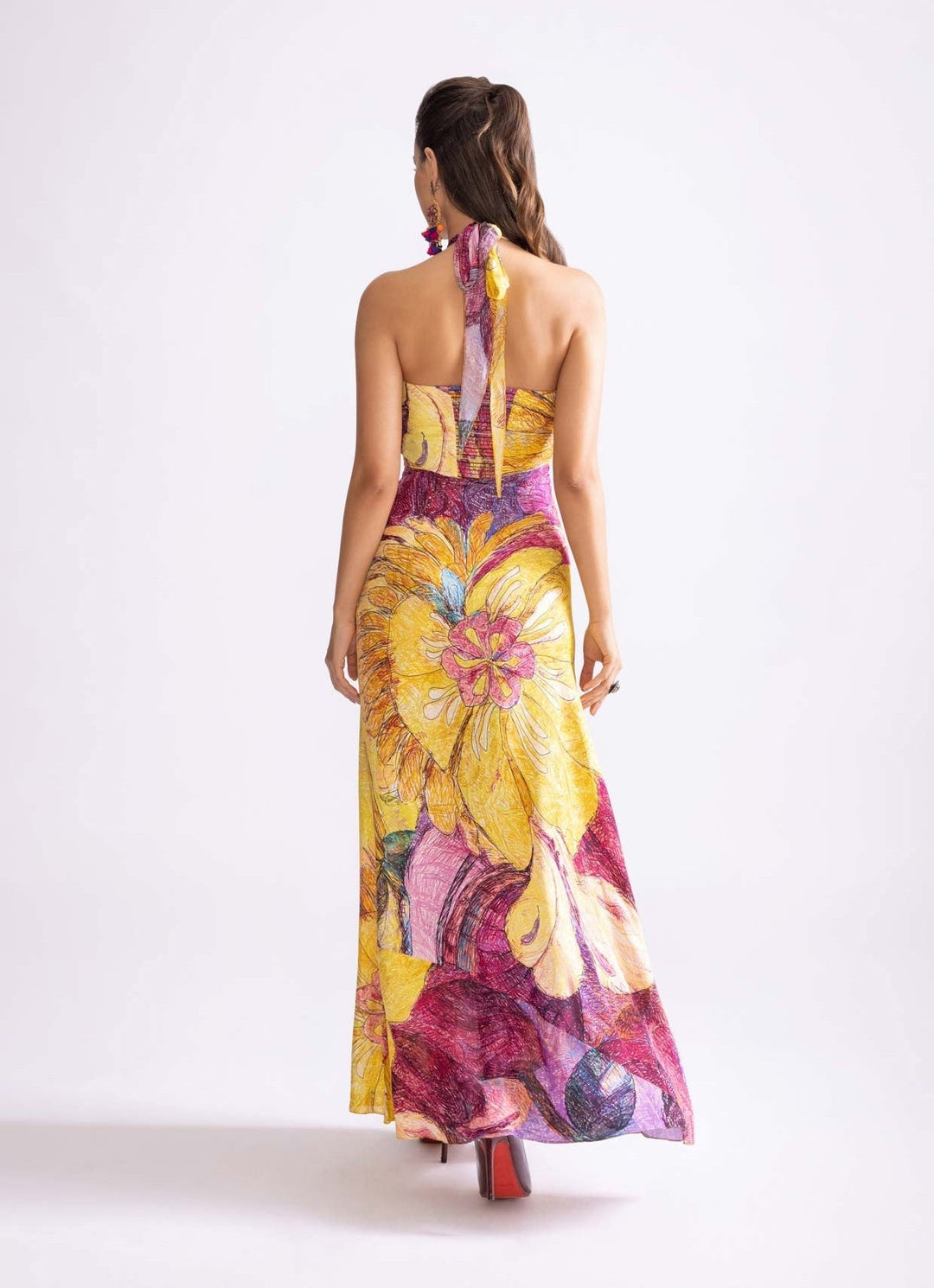 Yellow Daisy Print Dress Saaksha & Kinni - Fabilicious Fashion
