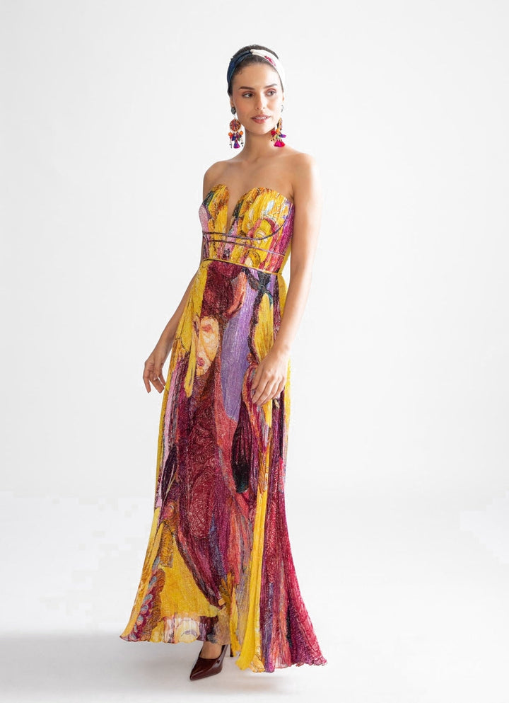 Yellow Daisy Print Gown Saaksha & Kinni - Fabilicious Fashion