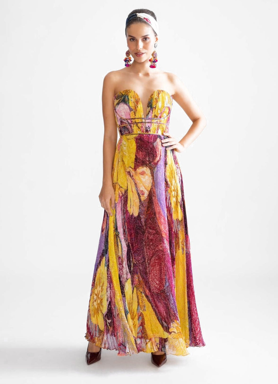 Yellow Daisy Print Gown Saaksha & Kinni - Fabilicious Fashion