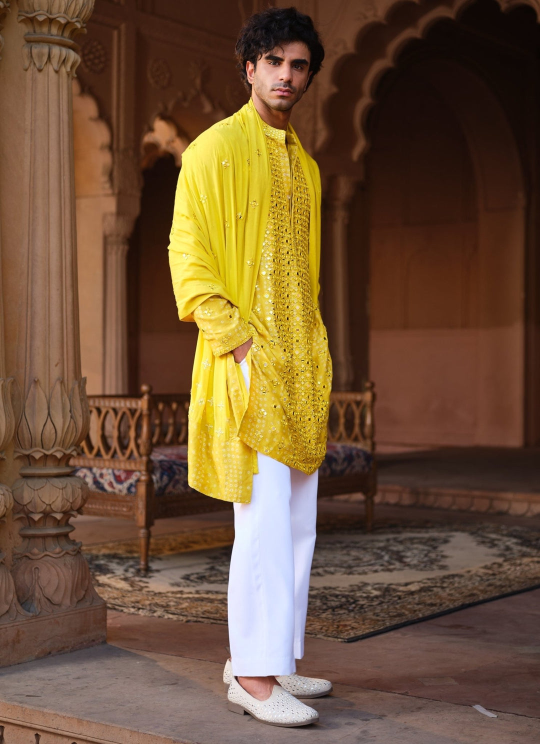 Darzi House Yellow Dupion Silk Kurta Set with DupattaFabilicious Fashion