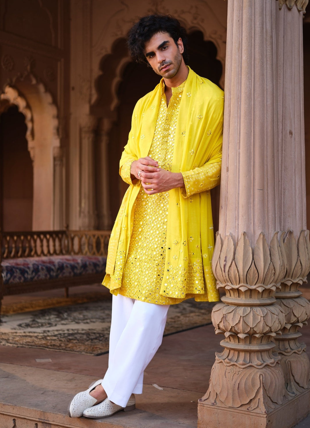 Darzi House Yellow Dupion Silk Kurta Set with DupattaFabilicious Fashion