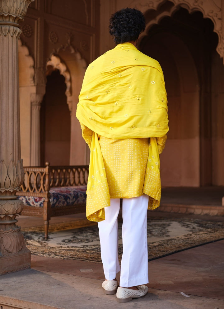 Darzi House Yellow Dupion Silk Kurta Set with DupattaFabilicious Fashion