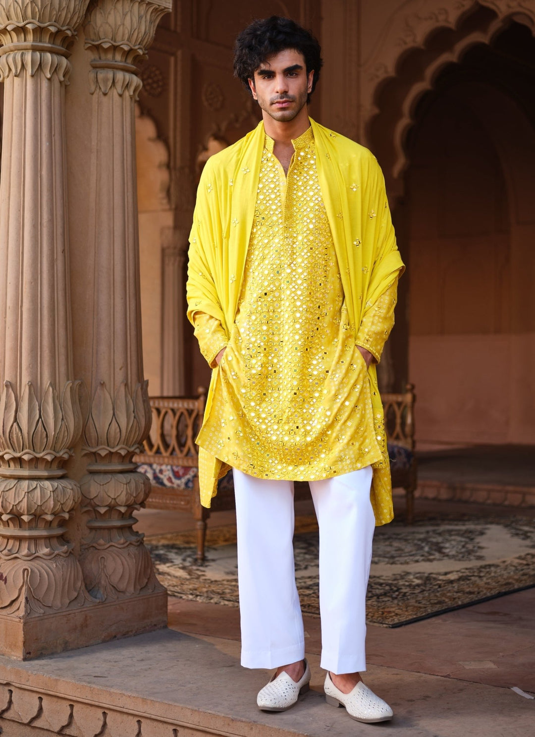 Darzi House Yellow Dupion Silk Kurta Set with DupattaFabilicious Fashion