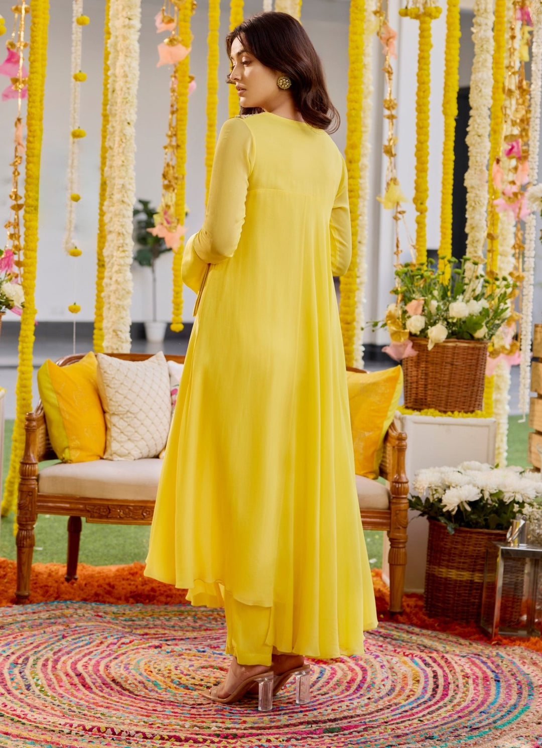 Yellow Embroidered Georgette Kurta Pant Set Sanya Gulati - Fabilicious Fashion