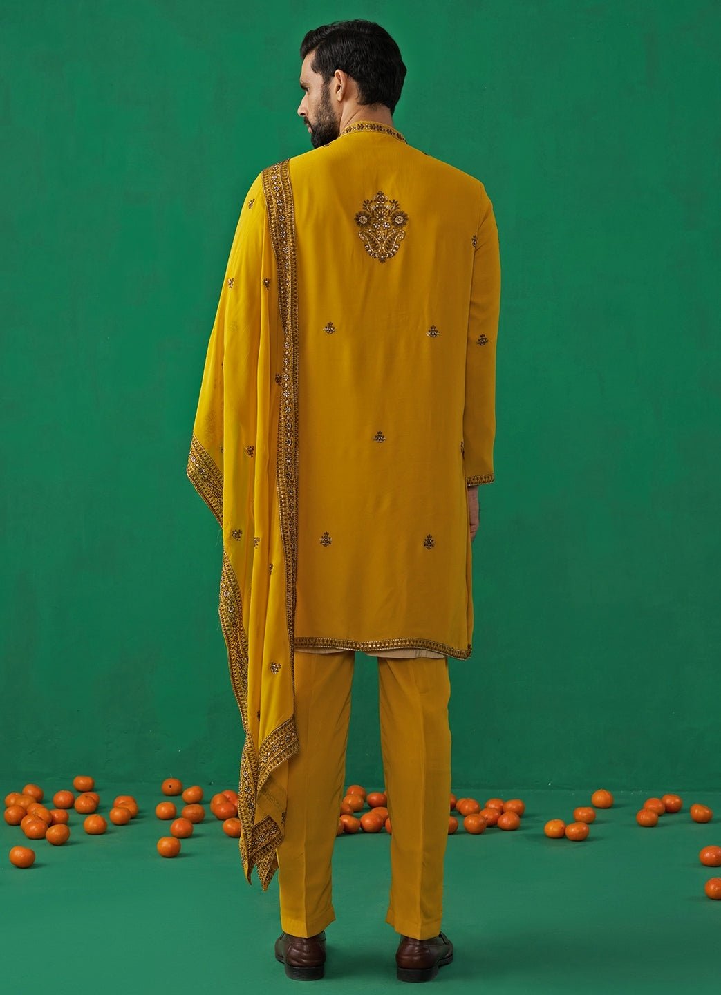 Yellow Embroidered Georgette Kurta Set Kalpraag - Fabilicious Fashion