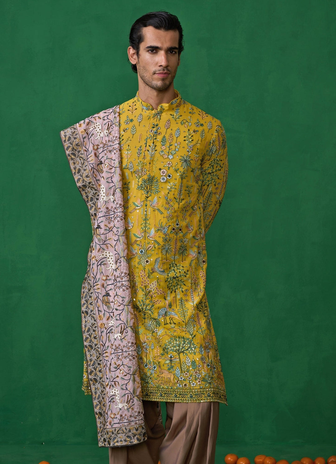 Yellow Embroidered Georgette Kurta Set Kalpraag - Fabilicious Fashion