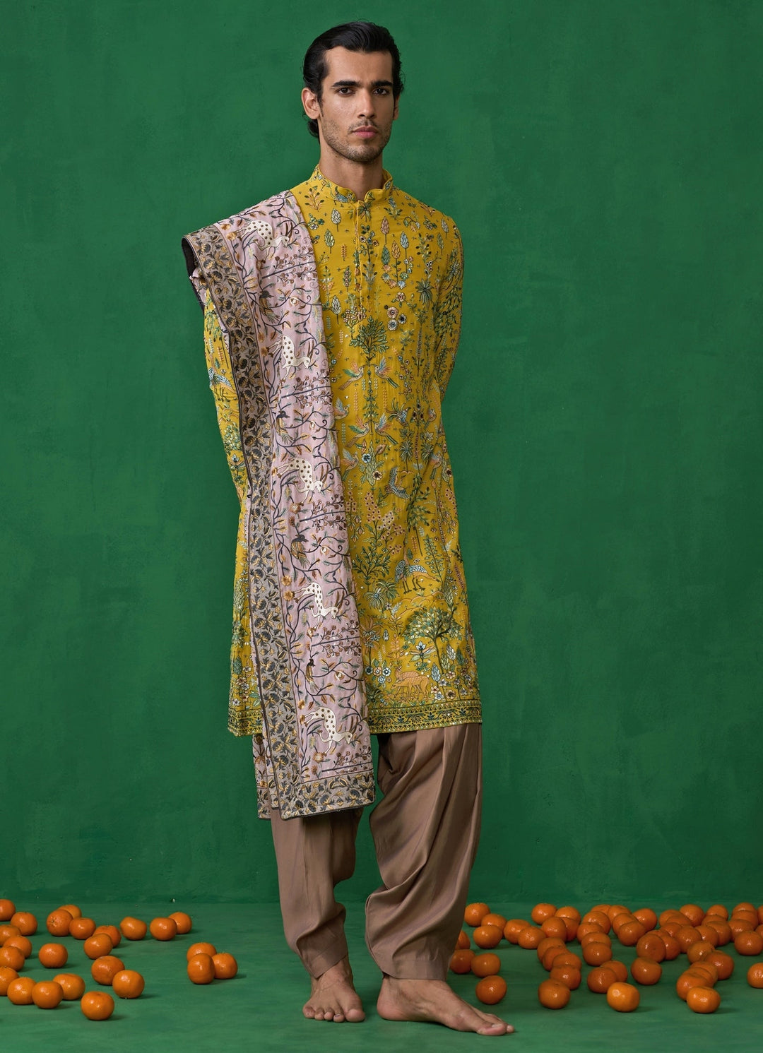 Yellow Embroidered Georgette Kurta Set Kalpraag - Fabilicious Fashion