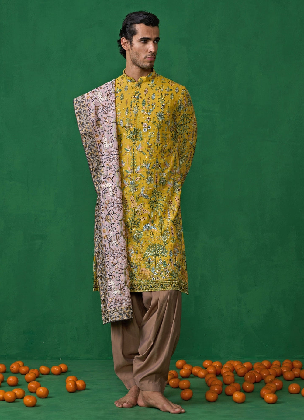 Yellow Embroidered Georgette Kurta Set Kalpraag - Fabilicious Fashion