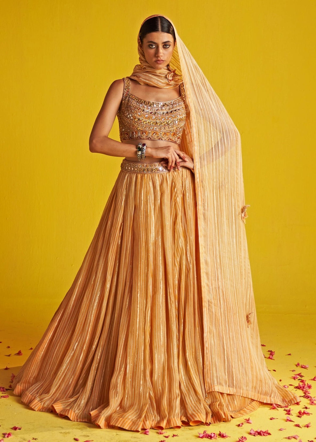 Yellow Embroidered Georgette Lehenga Set Studio Bagechaa - Fabilicious Fashion