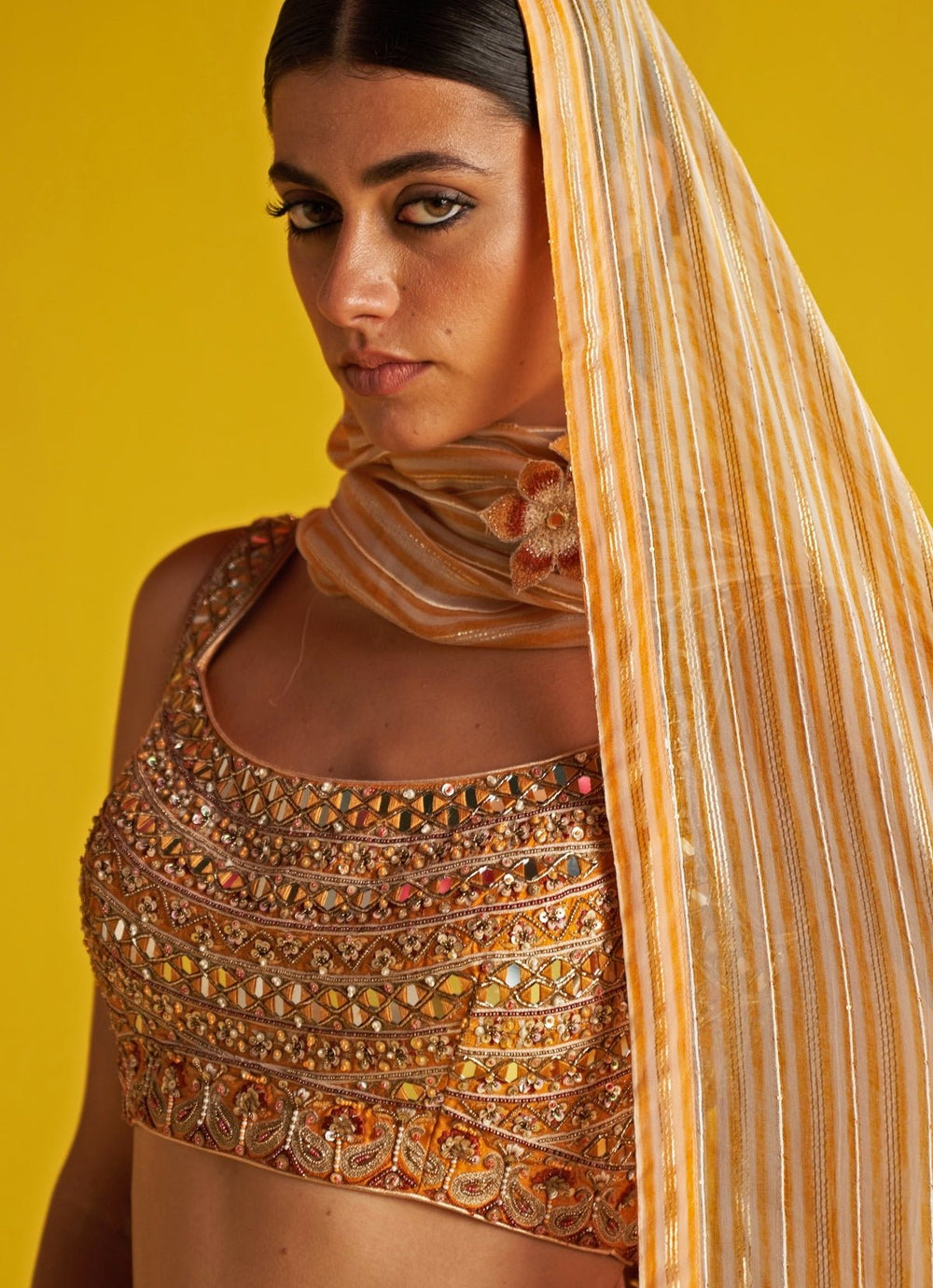 Yellow Embroidered Georgette Lehenga Set Studio Bagechaa - Fabilicious Fashion