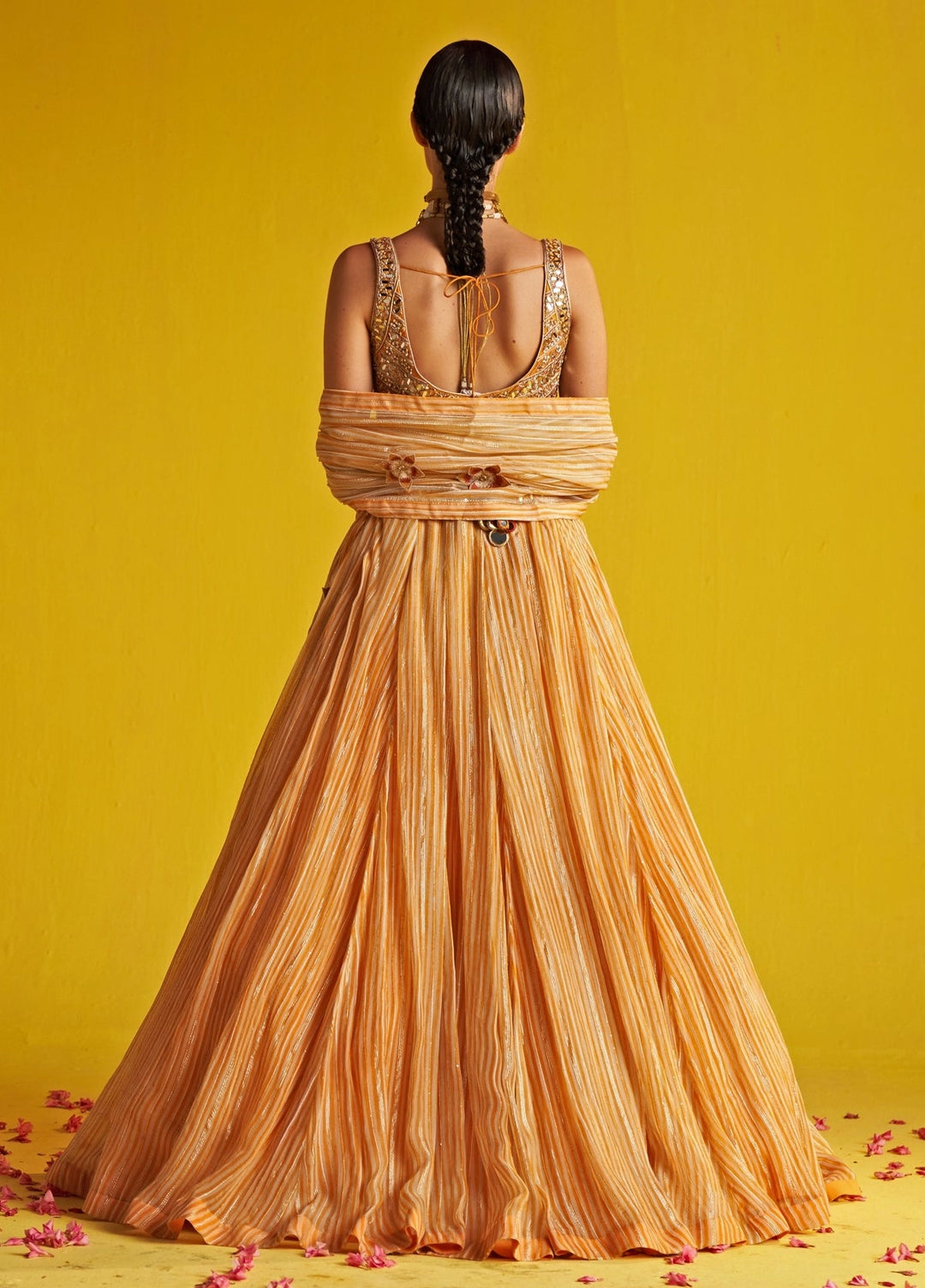 Yellow Embroidered Georgette Lehenga Set Studio Bagechaa - Fabilicious Fashion