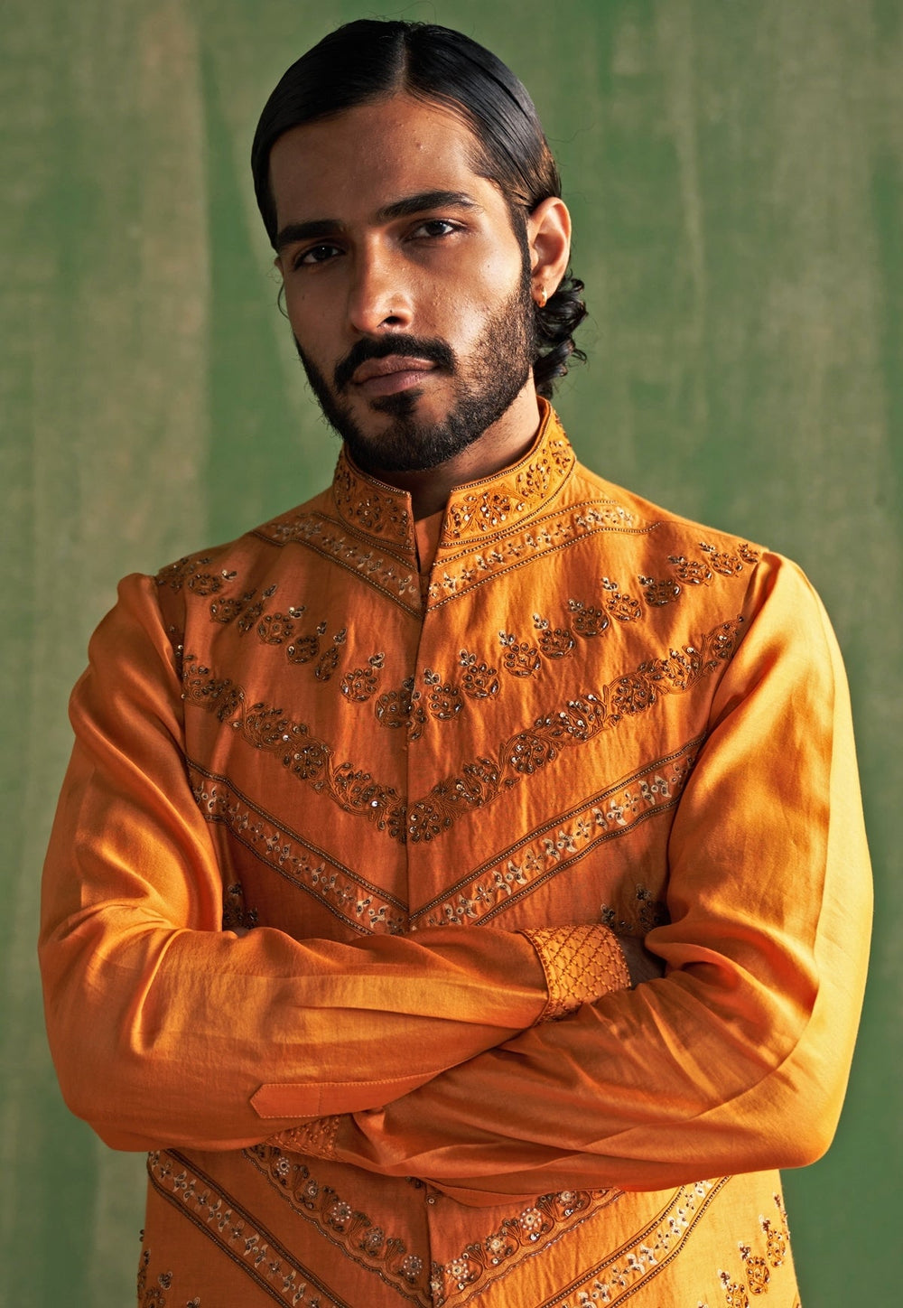 Yellow Embroidered Kurta Bundi Set Studio Bagechaa - Men - Fabilicious Fashion