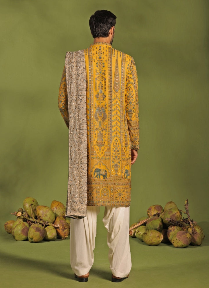 Yellow Embroidered Kurta Patiala Pant Set With Dupatta Kalpraag - Fabilicious Fashion