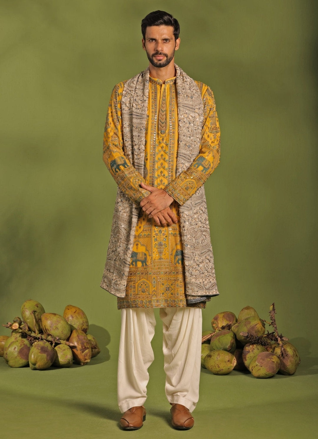Yellow Embroidered Kurta Patiala Pant Set With Dupatta Kalpraag - Fabilicious Fashion