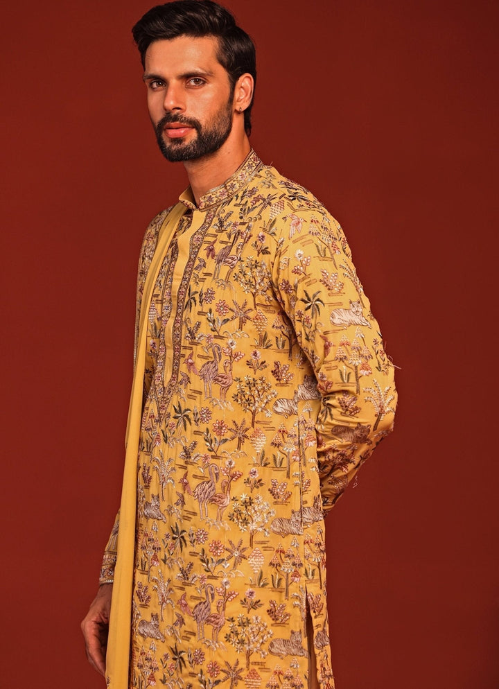 Yellow Embroidered Kurta Patiala Pant Set Kalpraag - Fabilicious Fashion