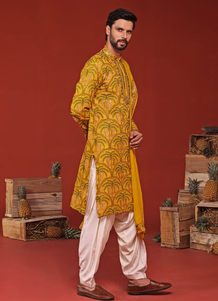Yellow Embroidered Kurta Patiala Pant Set Kalpraag - Fabilicious Fashion