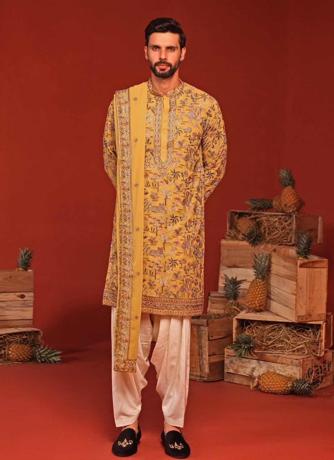 Yellow Embroidered Kurta Patiala Pant Set Kalpraag - Fabilicious Fashion