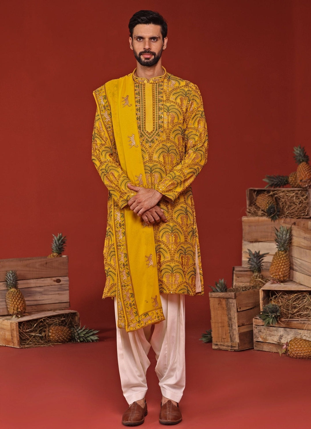 Yellow Embroidered Kurta Patiala Pant Set Kalpraag - Fabilicious Fashion