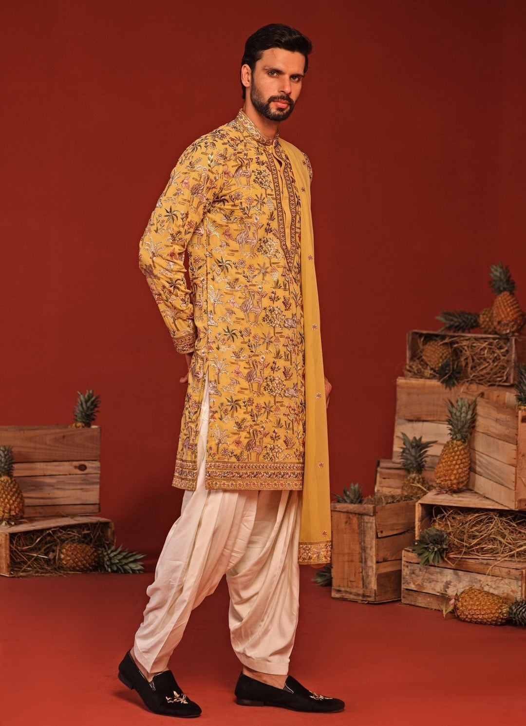 Yellow Embroidered Kurta Patiala Pant Set Kalpraag - Fabilicious Fashion