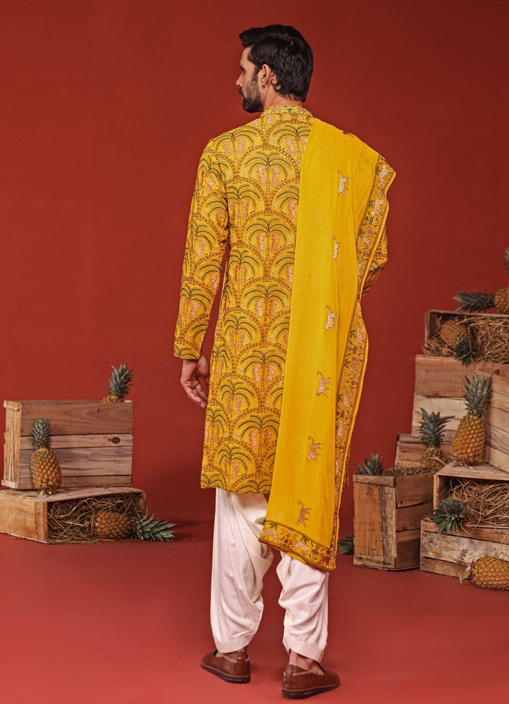 Yellow Embroidered Kurta Patiala Pant Set Kalpraag - Fabilicious Fashion