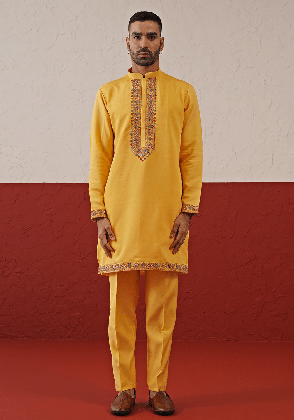 Yellow Embroidered Kurta Set Kalpraag - Fabilicious Fashion