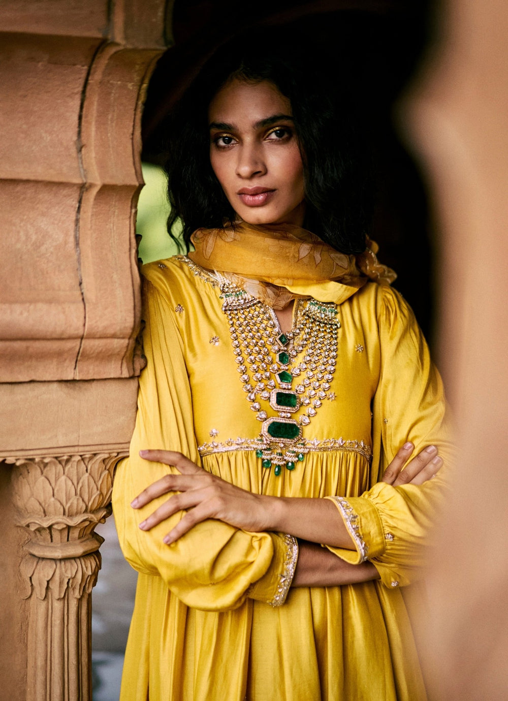 Yellow Embroidered Modal Silk Anarkali Set Paulmi and Harsh - Fabilicious Fashion