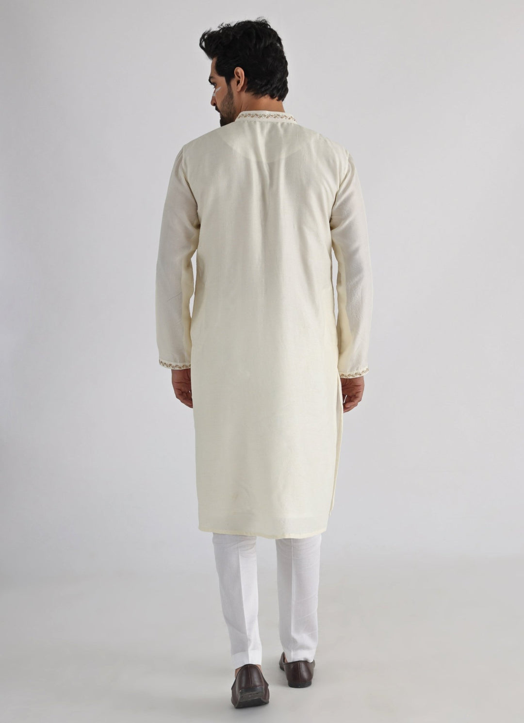 Yellow Embroidered Nehru Jacket With Off White Kurta Set Smriti - Fabilicious Fashion