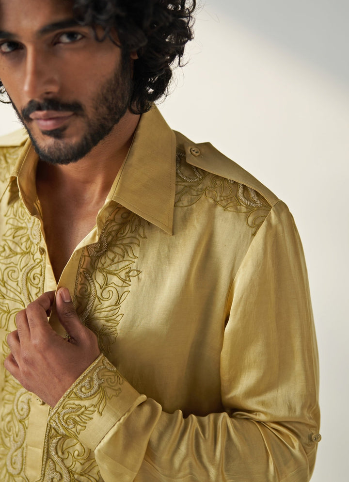 Yellow Embroidered Pathani Kurta Set Studio Bagechaa - Men - Fabilicious Fashion