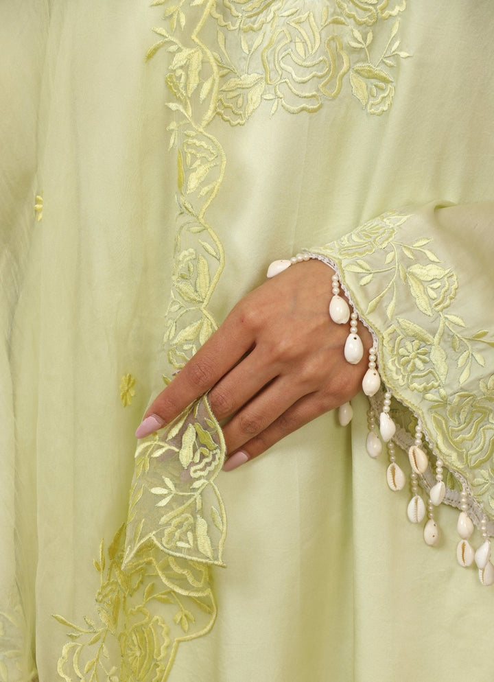 Yellow Embroidered Satin Kurta Salwar Set Esha Koul - Fabilicious Fashion