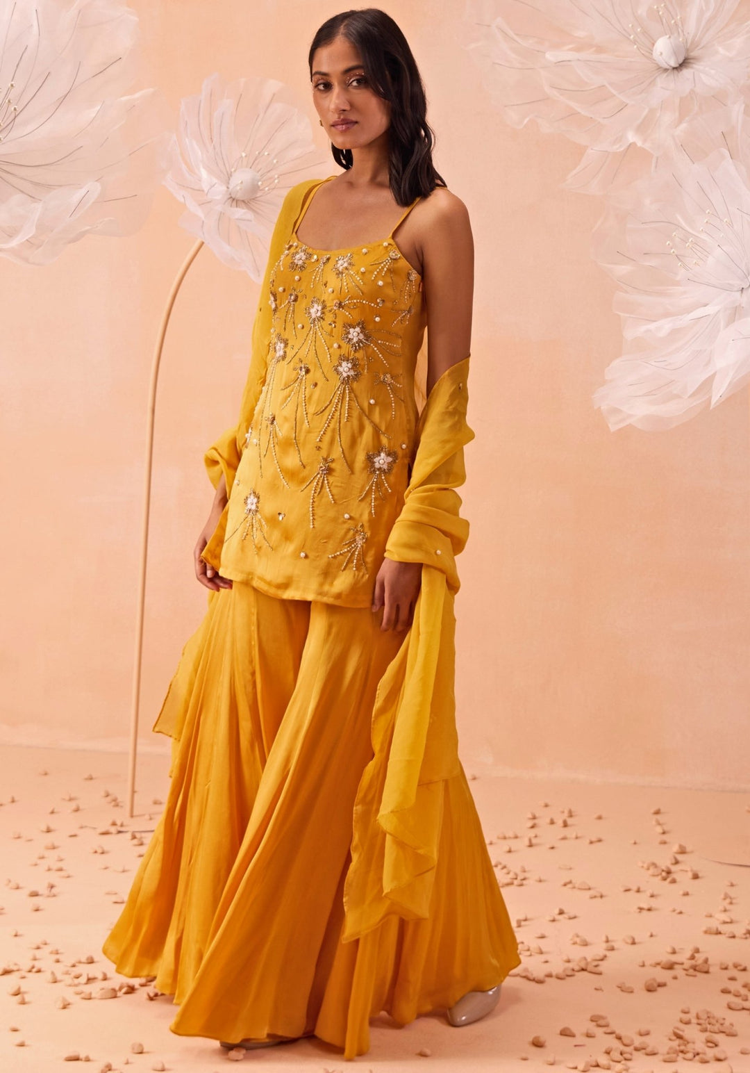 Yellow Embroidered Sharara Set Parul Gandhi - Fabilicious Fashion