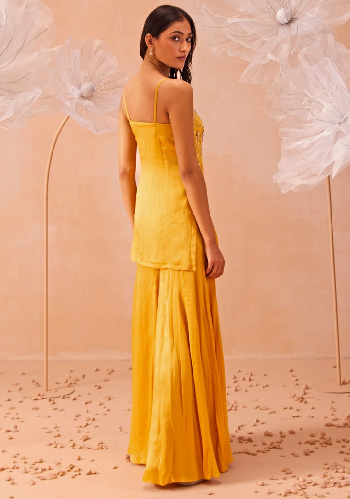 Yellow Embroidered Sharara Set Parul Gandhi - Fabilicious Fashion