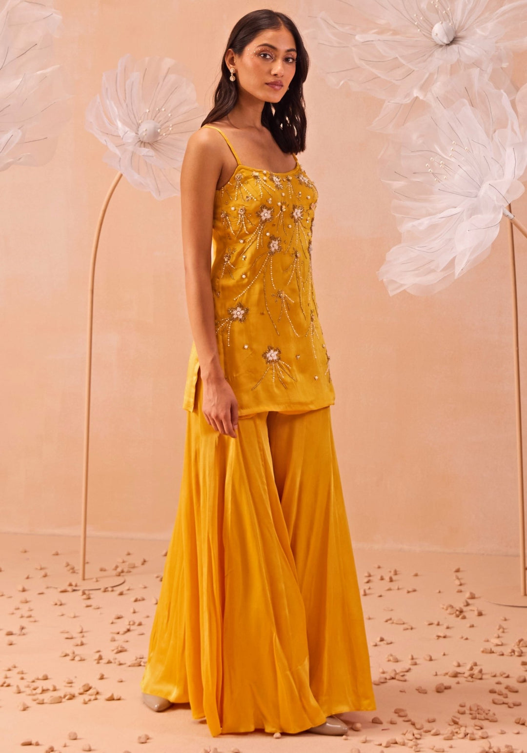 Yellow Embroidered Sharara Set Parul Gandhi - Fabilicious Fashion