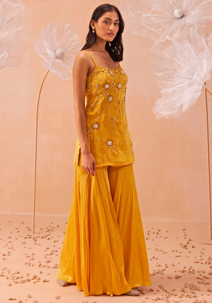 Yellow Embroidered Sharara Set Parul Gandhi - Fabilicious Fashion